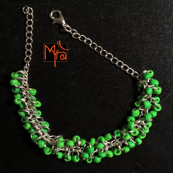 Green Beaded Bunch Bracelet