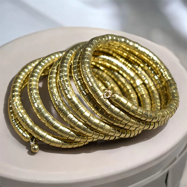 Snake Pattern Spring Bracelet : Golden