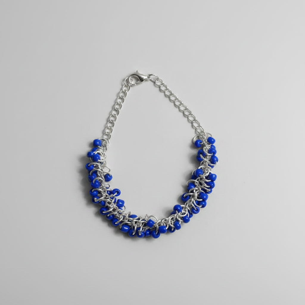 Blue Beaded Bunch Bracelet