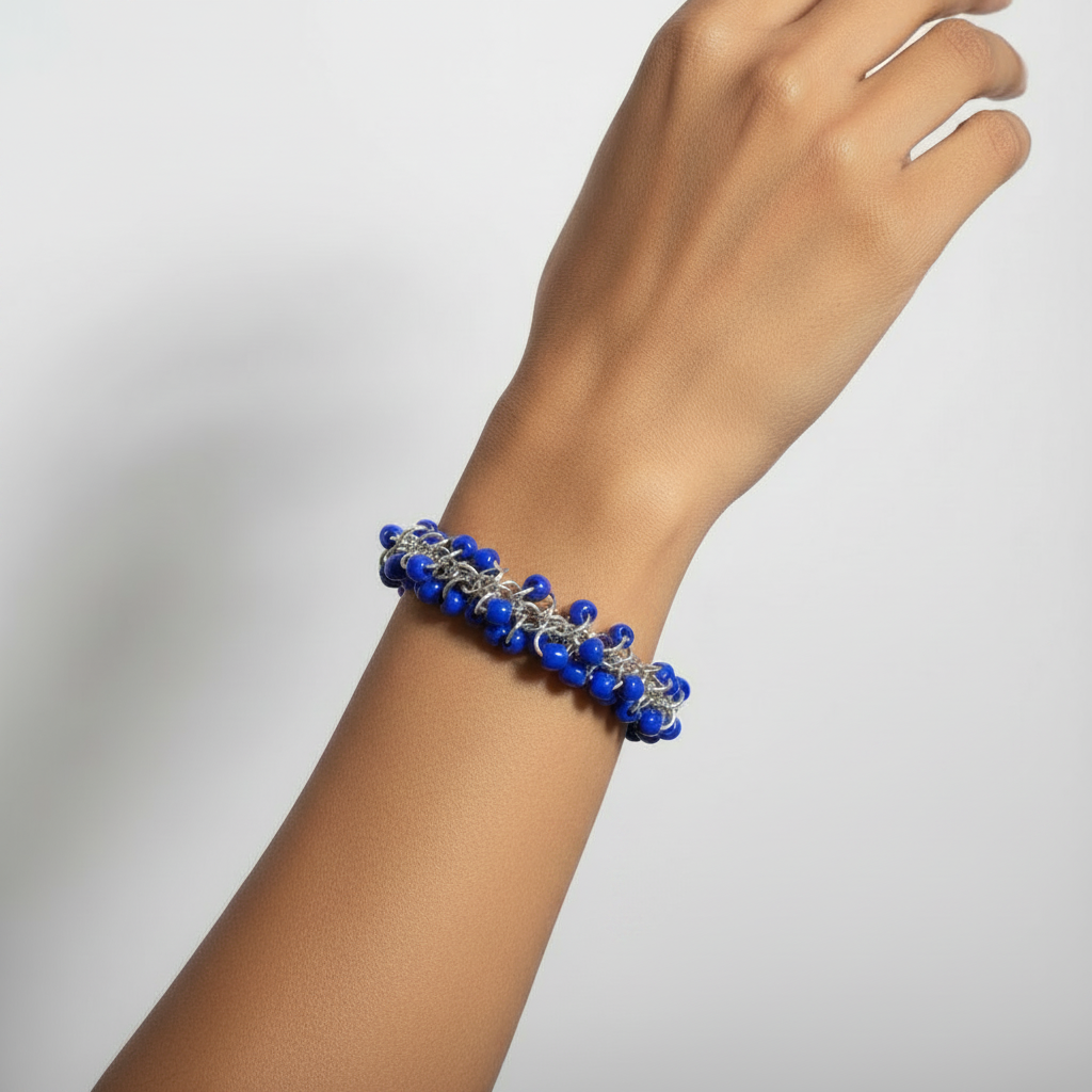 Blue Beaded Bunch Bracelet