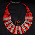 Eight Layer Wooden Beaded Statement Necklace : Red