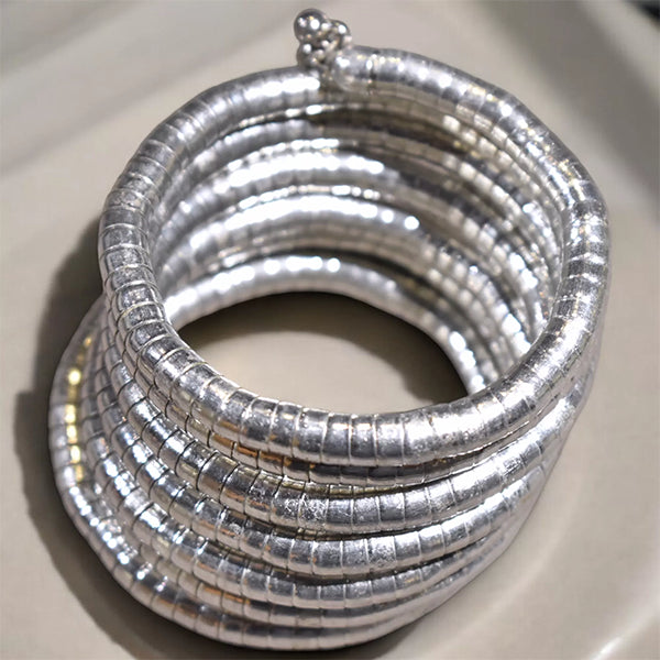 Snake Pattern Spring Bracelet : Silver