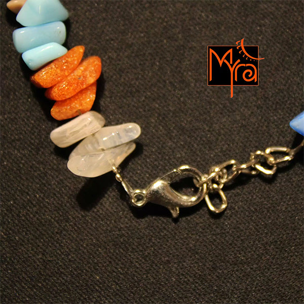 Triple Stone Multi Uncut Stone Bracelet