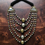 Three Layer Dual Tone Mirrorwork Necklace