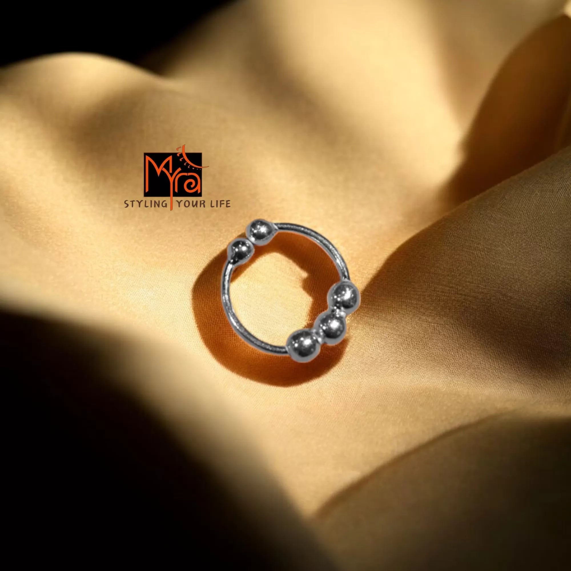 Trinity Orb Clip-On Septum Ring 92.5 sterling silver no piercing MYRA