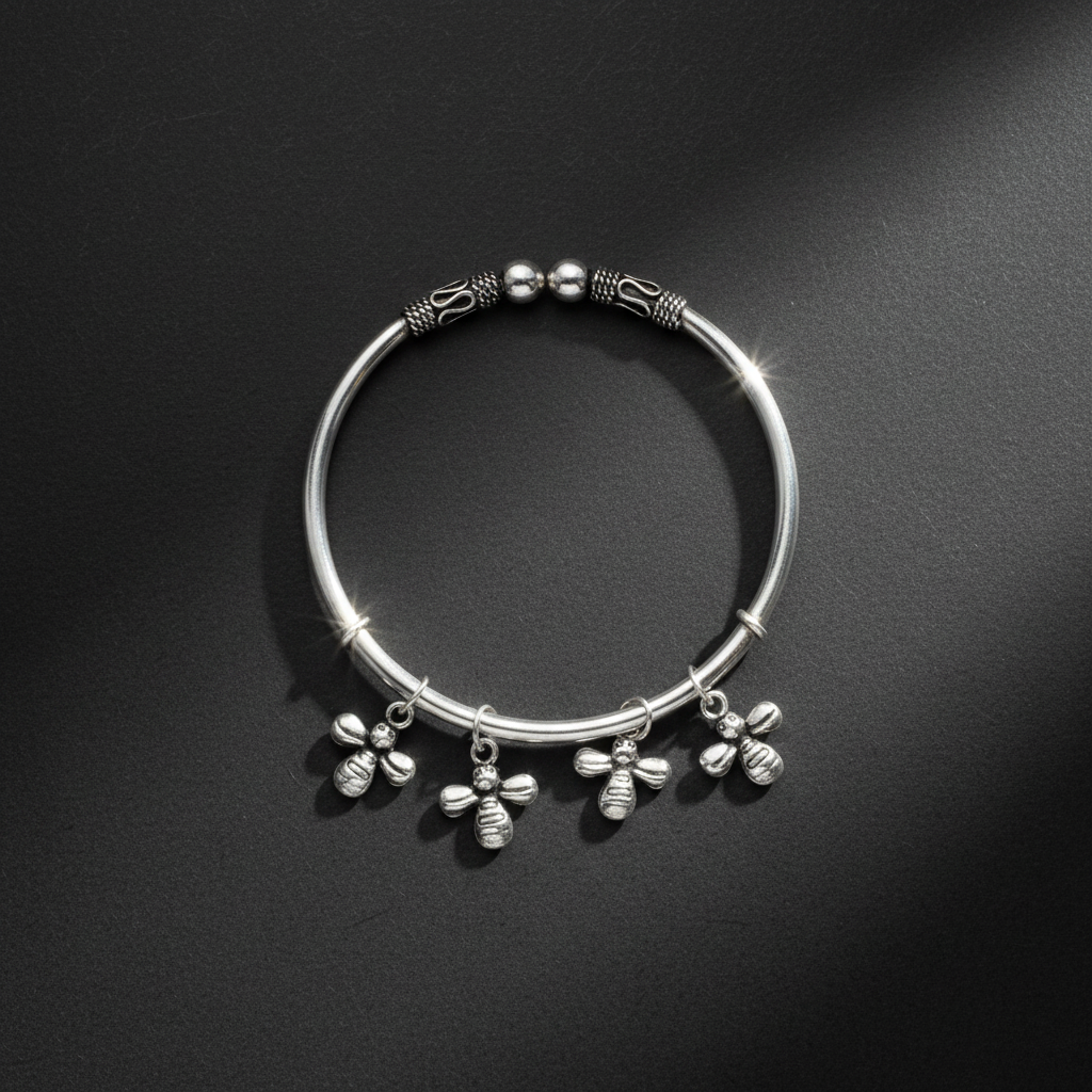 Silver Bee Bangle