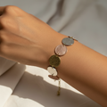 Triple Metal Coin-Patterned Beaten Bracelet