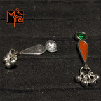Green & Red Enameled Earring