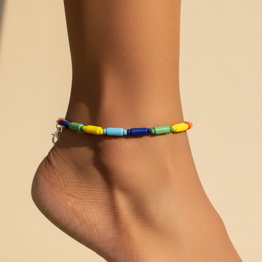 Pipe & Bead Anklet : Multicolor