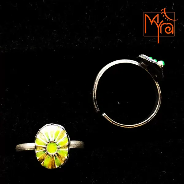 Lemon Yellow Enameled Ring