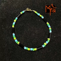 Pipe & Bead Anklet : Black, Green, Blue