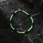 Pipe & Bead Anklet : Black, Green, Blue