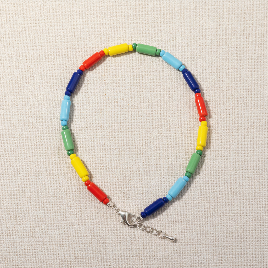 Pipe & Bead Anklet : Multicolor