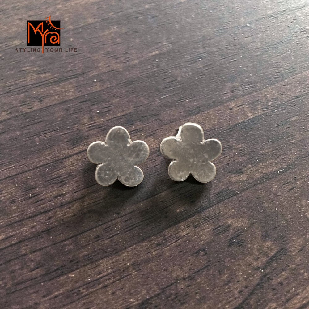 Silver Floral Stud Earrings