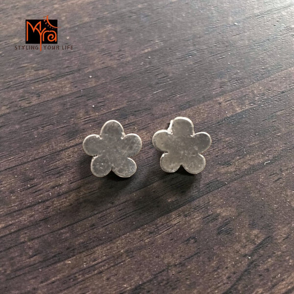 Silver Floral Stud Earrings