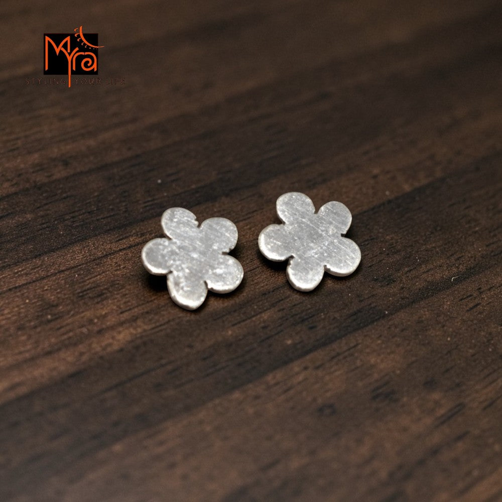 Silver Floral Stud Earrings