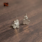Silver Floral Stud Earrings