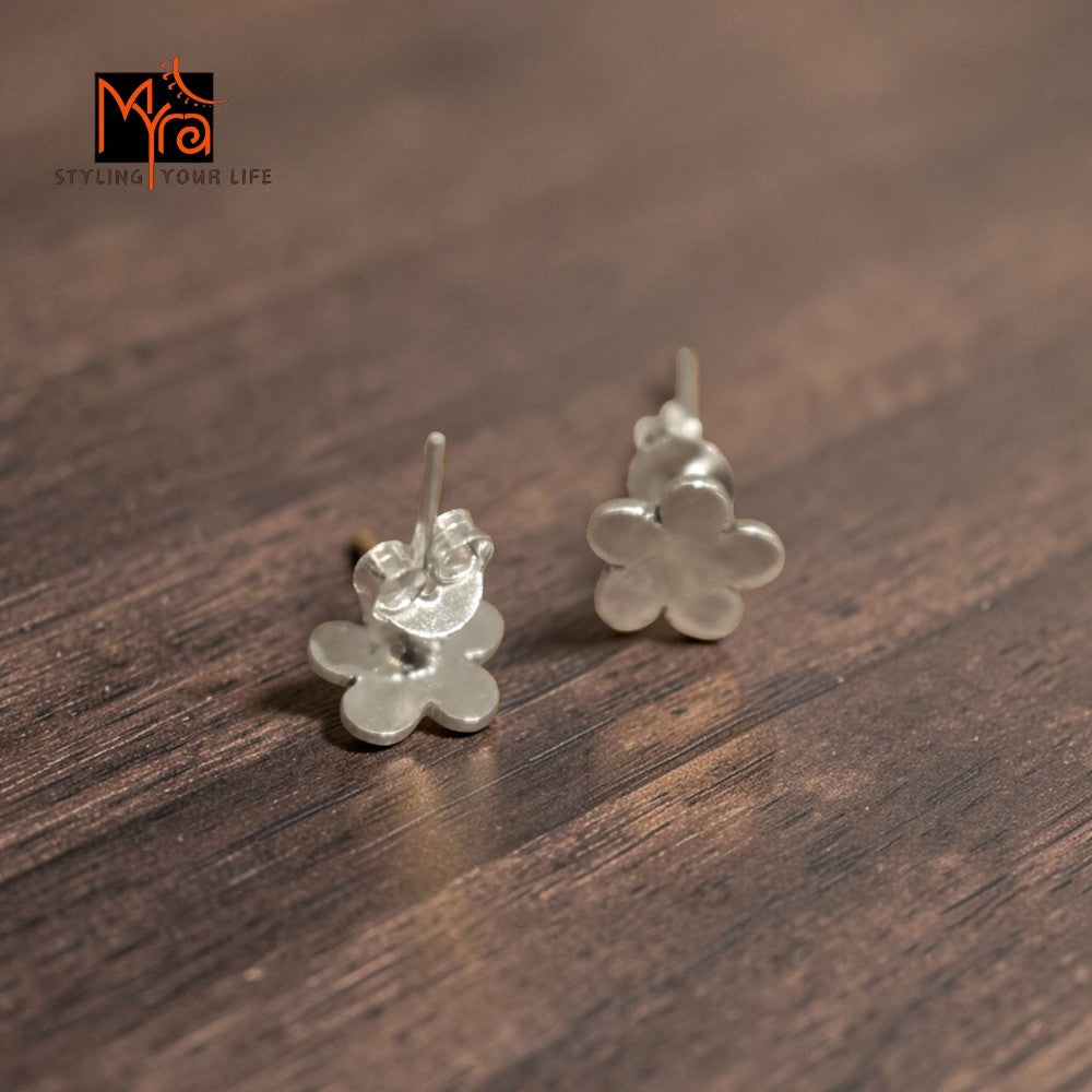 Silver Floral Stud Earrings
