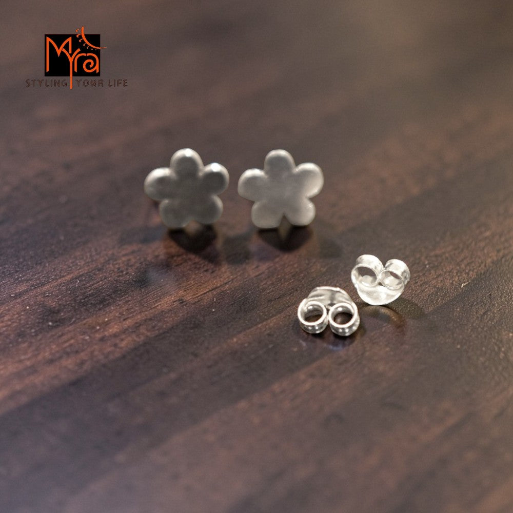 Silver Floral Stud Earrings