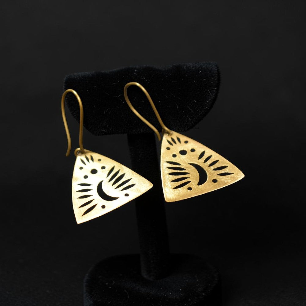 Naksha - Triangle Patterned Brass Earrings