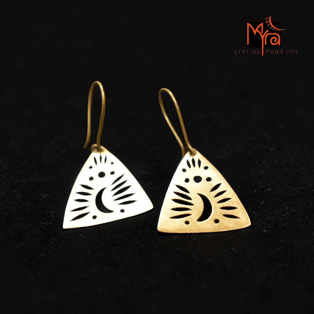 Naksha - Triangle Patterned Brass Earrings