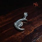 Handcrafted pure silver skull moon pendant India MYRA