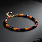 Pipe & Bead Anklet : Black, Brown, Red, Orange