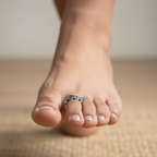 Oxidised Rose Pattern Toe Ring – Handcrafted Adjustable 925 Sterling Silver Toe Ring