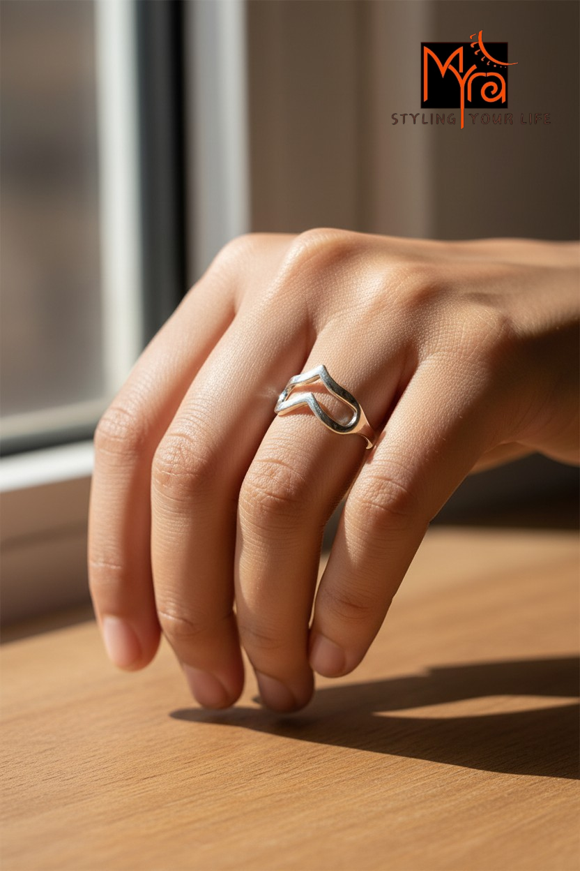 Double Wave Pattern Ring