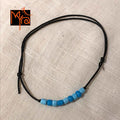Black String Anklet with Beads : Light Blue, Deep Blue