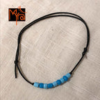 Black String Anklet with Beads : Light Blue, Deep Blue