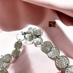 Silver Coin-Patterned Beaten Necklace & Earrings