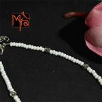 Glass Beaded Anklet with Dandelion Charms : White