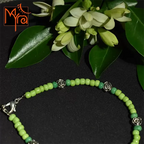 Glass Beaded Anklet with Rose Charms : Green