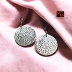 Silver Coin-Patterned Beaten Necklace & Earrings