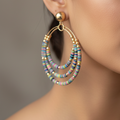 Triple Layered Beaded Hoops : Multicolor
