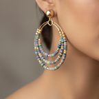 Triple Layered Beaded Hoops : Multicolor