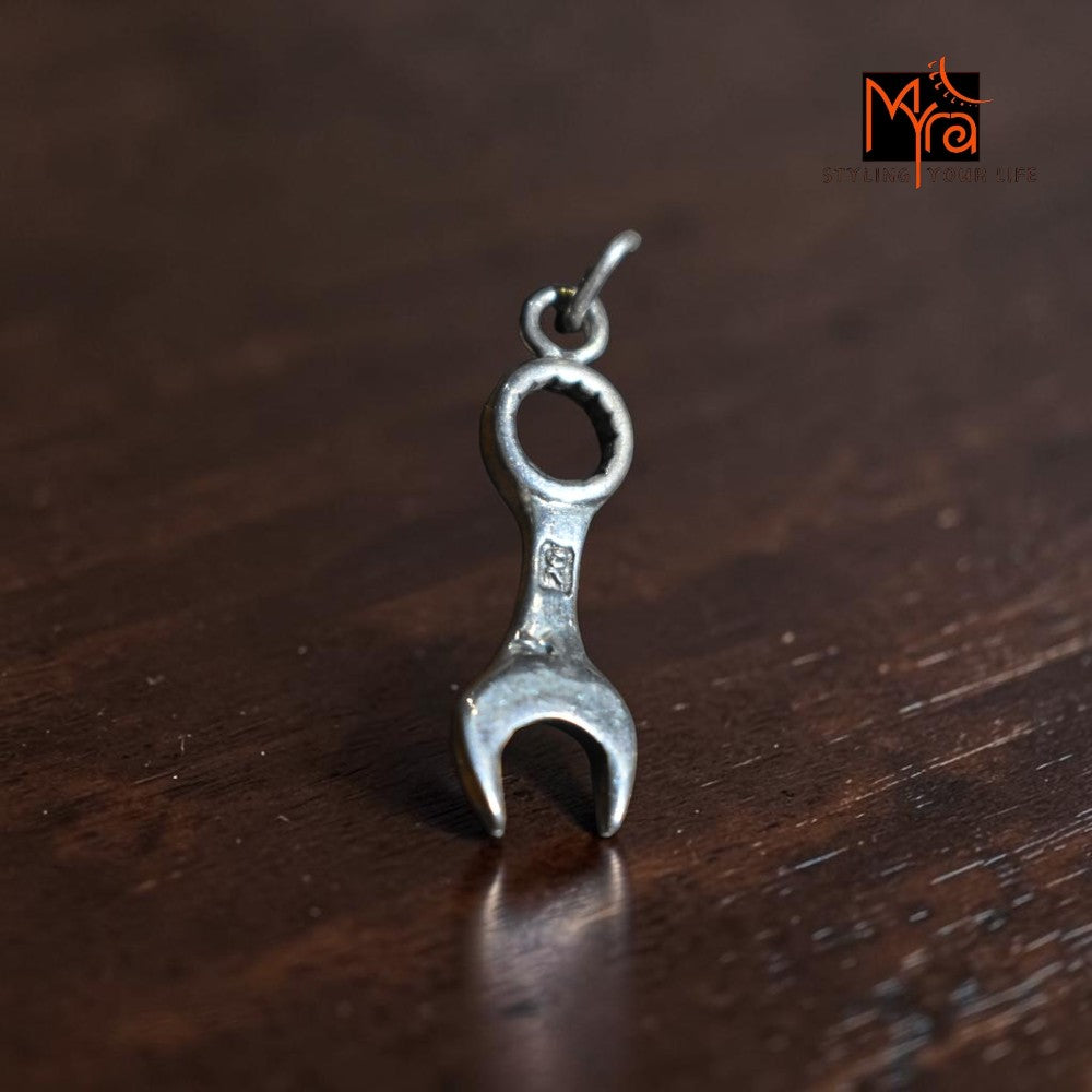 Handcrafted pure silver spanner pendant online India MYRA