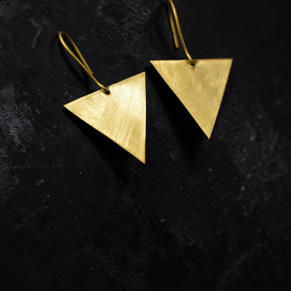 Kona - Triangle Brass Earrings