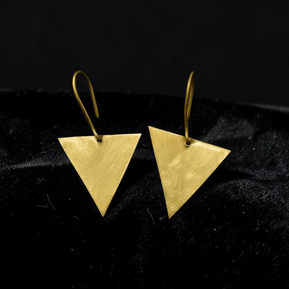 Kona - Triangle Brass Earrings