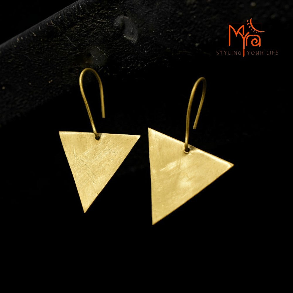 Kona - Triangle Brass Earrings
