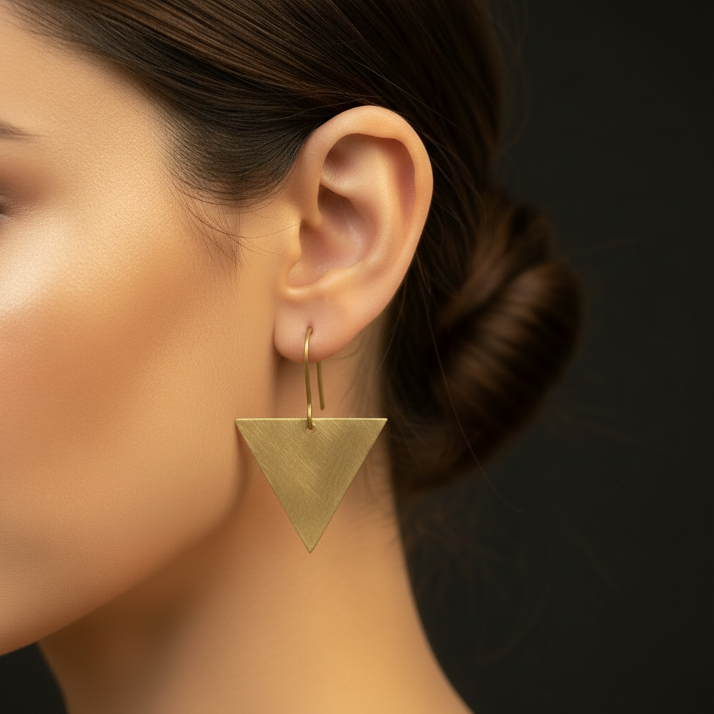 Kona - Triangle Brass Earrings
