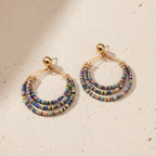 Triple Layered Beaded Hoops : Multicolor