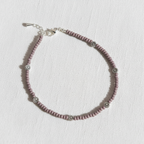 Glass Beaded Dandelion Charm Anklet : Dull Mauve