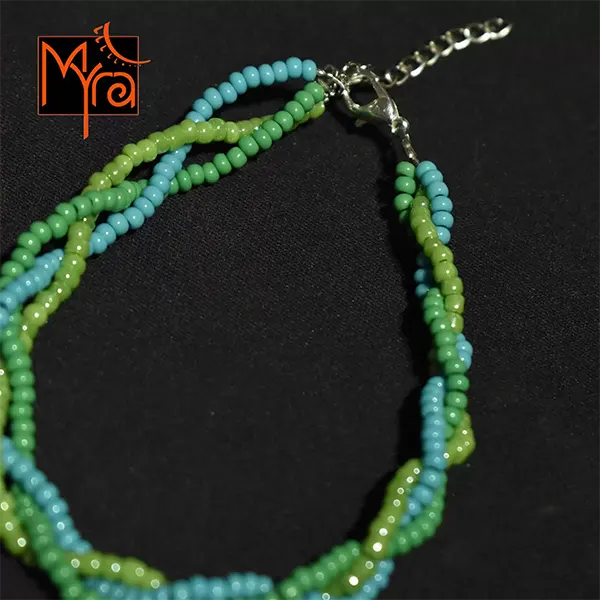 Braided Anklet : Light Green, Turquoise