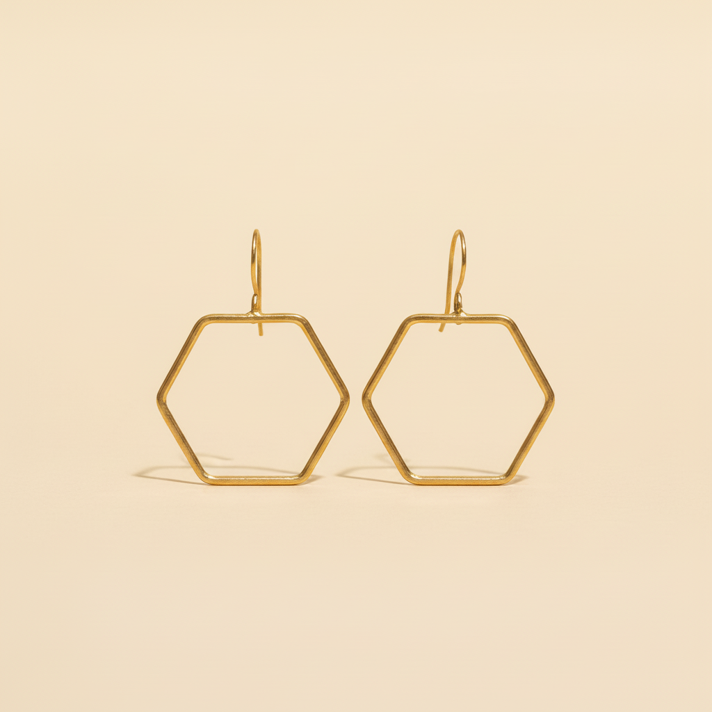 Hexagon Brass Wire Earrings