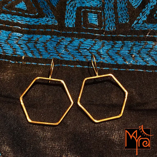 Hexagon Brass Wire Earrings
