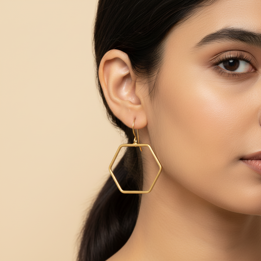 Hexagon Brass Wire Earrings