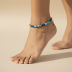 Pipe & Bead Anklet : Navy Blue, Sky Blue, Green