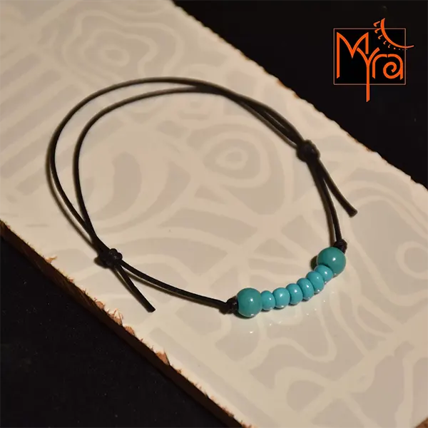 Turquoise Beaded String Anklet